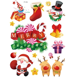 Pegatinas navideñas estáticas para ventanas con Papá Noel, renos y Merry Christmas