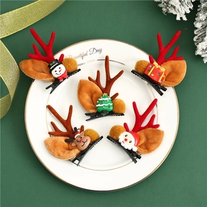 Weihnachten Geweih Haarspangen Weihnachtsmann Schneemann Rentier Haarnadeln Plüsch Ohren Krokodilklemmen Party Geschenke Kinder Damen