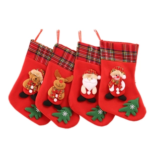 Set of 4 Christmas stockings with Santa, reindeer, bear, and snowman character 3D designs