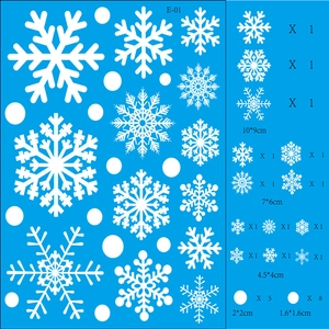White snowflake static window stickers set with various sizes for Christmas decoration