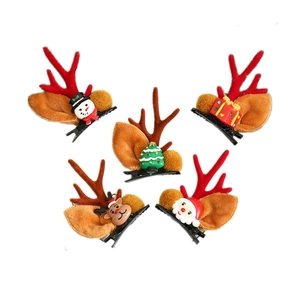 Weihnachts-Rentier-Haarspangen-Set mit Nikolaus-, Schneemann- und Baum-Motiven