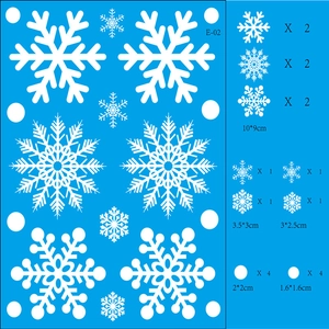 Christmas static snowflake window stickers set model E-02 with various white snowflake designs