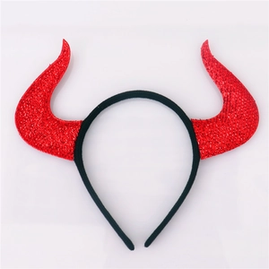 Cerchietto corna da diavolo rosso scintillante per cosplay Halloween su bianco