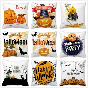 Halloween Aquarell Kürbis Geist Pfirsichhaut Kissenbezug Dekorativer Sofakissenbezug Für Zuhause Party Dekoration