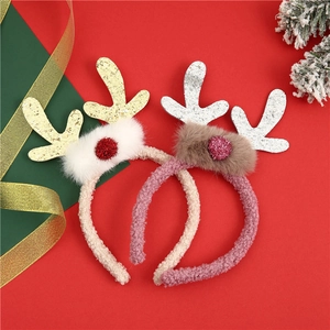 Kerst gewei hoofdband met zachte pluche wol en sprankelende glitter details voor kids