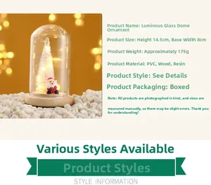 Detailed size specifications for the LED Christmas tree glass dome ornament