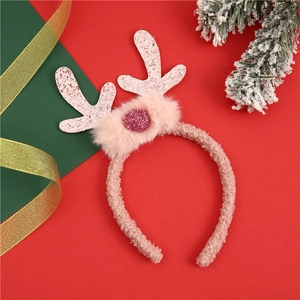Roze rendiergewei hoofdband met glitters en imitatiebont voor kerstversieringen