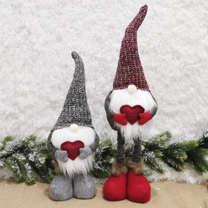 Festive Valentine Gnomes set with red hearts and telescopic legs for holiday decor