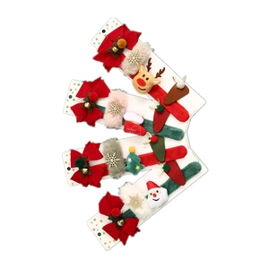 Christmas hair clip set featuring reindeer and Santa designs for festive holiday decoration