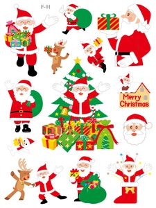 Christmas static window sticker set featuring Santa Claus and reindeer designs