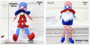 Detail view of 40cm patriotic July 4th gnomes with star and stripe hats for home decor