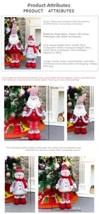 Dettaglio bambole di Natale retrattili con dimensioni per Babbo Natale e Pupazzo di neve