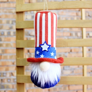 Set of 4 patriotic gnome hanging decorations with star and stripes for Independence Day