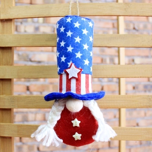 Set of 4 patriotic Independence Day gnomes with stars and stripes hanging ornaments