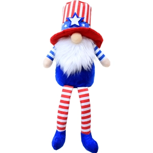Patriotic Independence Day gnome plush doll with American flag stars and stripes pattern