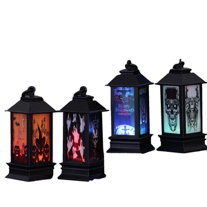 Halloween LED lanterns set with pumpkin ghost and skeleton designs for party decor
