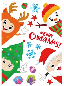 Christmas static window stickers featuring Santa Claus, reindeer and snowman decals