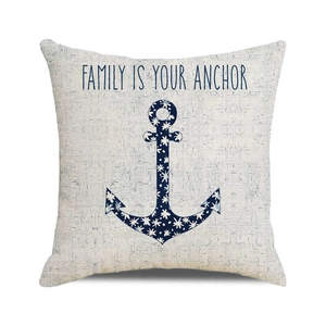 Housse de coussin beige motif ancre Family Is Your Anchor pour décoration de canapé