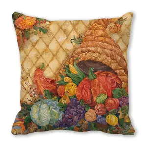 Housse de coussin aquarelle Joyeux Thanksgiving avec motif de citrouille d'automne