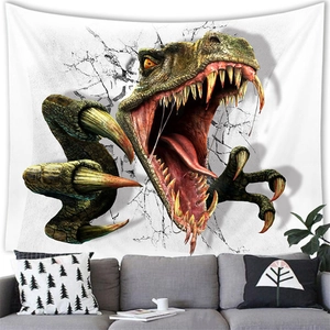 3D Jurassic δεινόσαυρος τοιχογραφία που σπάει τον τοίχο για διακόσμηση σαλονιού