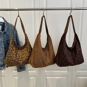 Large leopard print suede tote bags in three colors for autumn office commute