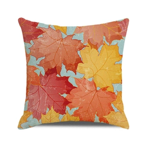 Vierkante kussensloop voor Thanksgiving met kleurrijke herfstbladeren en esdoornprint