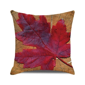 Happy Thanksgiving kussenhoes met esdoornblad en vintage houtnerfstructuur