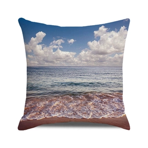 Detail of beach ocean wave digital print on square decorative throw pillow cover