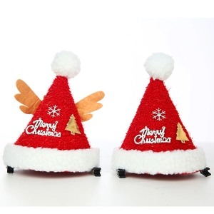 Barrettes bonnet de Noël miniatures avec bois de renne et motifs de fête Merry Christmas