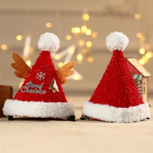 Barrettes de Noël en peluche avec bois de renne et texte Merry Christmas en métal
