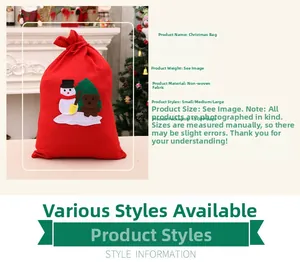 Comparaison de tailles pour sacs cadeaux de Noël en tissu non tissé avec motifs feutrine