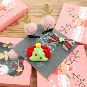 Christmas hair accessories gift set with reindeer clips and plush tree hair tie
