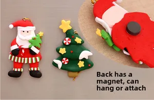 Detail of Santa Claus magnet with magnetic back and hanging hook for Christmas decor
