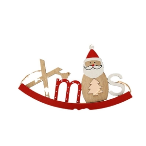 Adorno navideño de madera con Papá Noel y letras Xmas para decoración festiva de casa