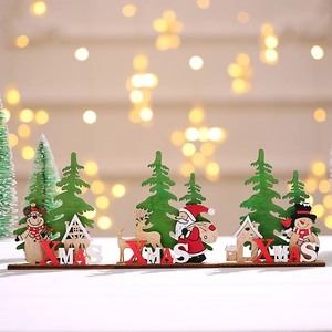 Ornement de Bureau en Bois de Noël Décoration DIY Père Noël Bonhomme de Neige Renne Table Décor de Fête Maison Bureau Ornement