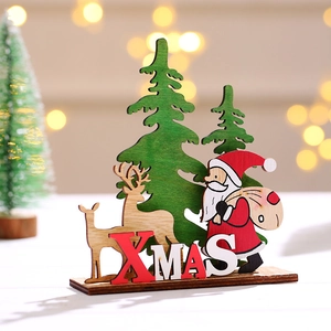 Décoration de Noël DIY en bois avec Père Noël, rennes et lettrage Xmas pour ornement de table