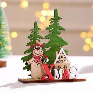 Décoration de Noël DIY en bois avec renne, sapins et texte XMAS pour bureau et maison