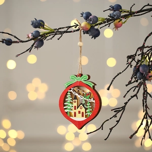 Detailed view of hollow wooden Christmas star ornament with LED light and 3D carving