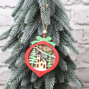 Detail of multi-layer laser-cut wooden Christmas star ornament with reindeer and Santa