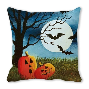 Housse de coussin Halloween avec citrouille et arbre noir en peau de pêche douce