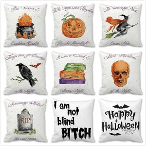 Halloween Cushion Cover Peach Skin Velvet Trick Or Treat Pumpkin Bat Witch Sofa Pillowcase Home Party Decor