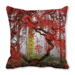 Thanksgiving watercolor red maple tree pillowcase in soft peach skin fabric for sofa