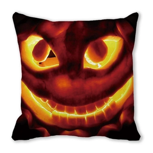 Fodera per cuscino di Halloween con zucca Jack-O-Lantern ad acquerello e decorazione