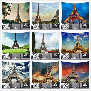 Paris Eiffel Tower Scenery Wall Tapestry 3D Digital Printed Polyester Landscape Hanging For Living Room Bedroom Dorm Art Decor