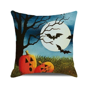 Halloween kussenhoes met pompoen en maan print gemaakt van gestructureerde canvas