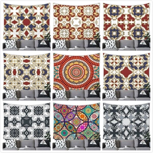 Bohemian Mandala Wall Hanging Tapestry Polyester Fabric Large Backdrop For Living Room Bedroom Dorm Home Decor Retro Geometric Flower Art