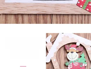 Detail of laser-cut wooden Christmas deer ornament with festive hand-painted patterns