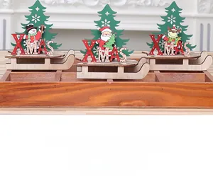 Detailed laser-cut wooden Christmas sledges with DIY snowman and reindeer figurines