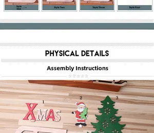 Detail of DIY wooden Christmas sleigh ornament with XMAS lettering and Santa Claus figure