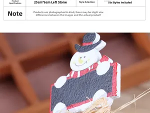Detailansicht der hölzernen Schneemann-Weihnachtsstecker mit Kreidetafel, Maße 25x6cm